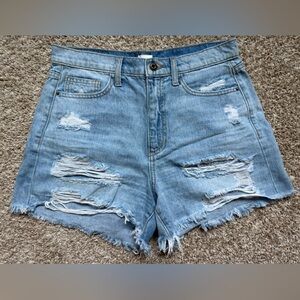 Sneak Peek Blue Distressed Jean Shorts